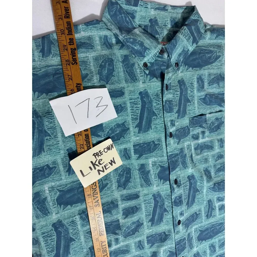 Huk Blue Tarpon Stretch Button Up Shirt 2XL